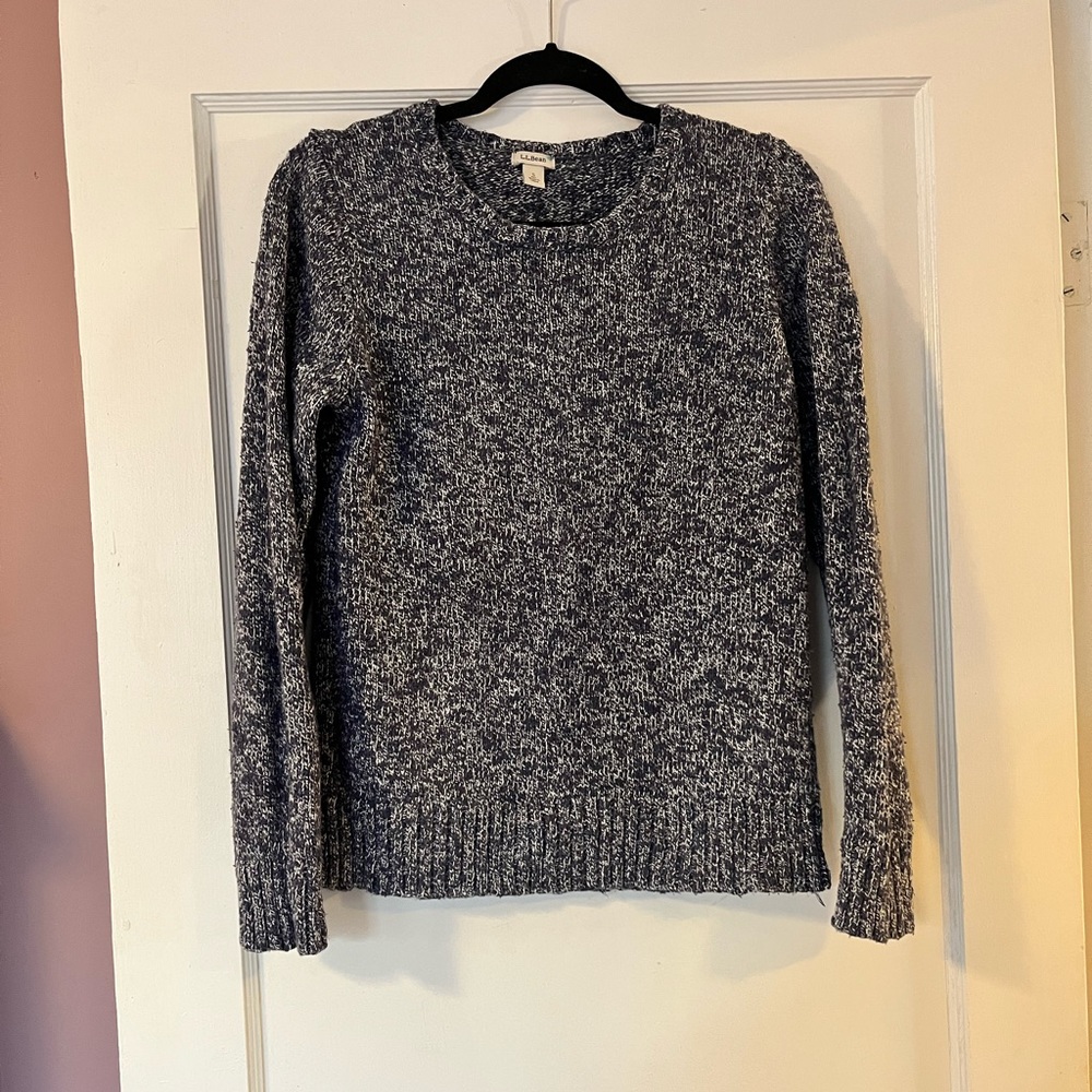 L.L. Bean Blue and white cotton crew neck